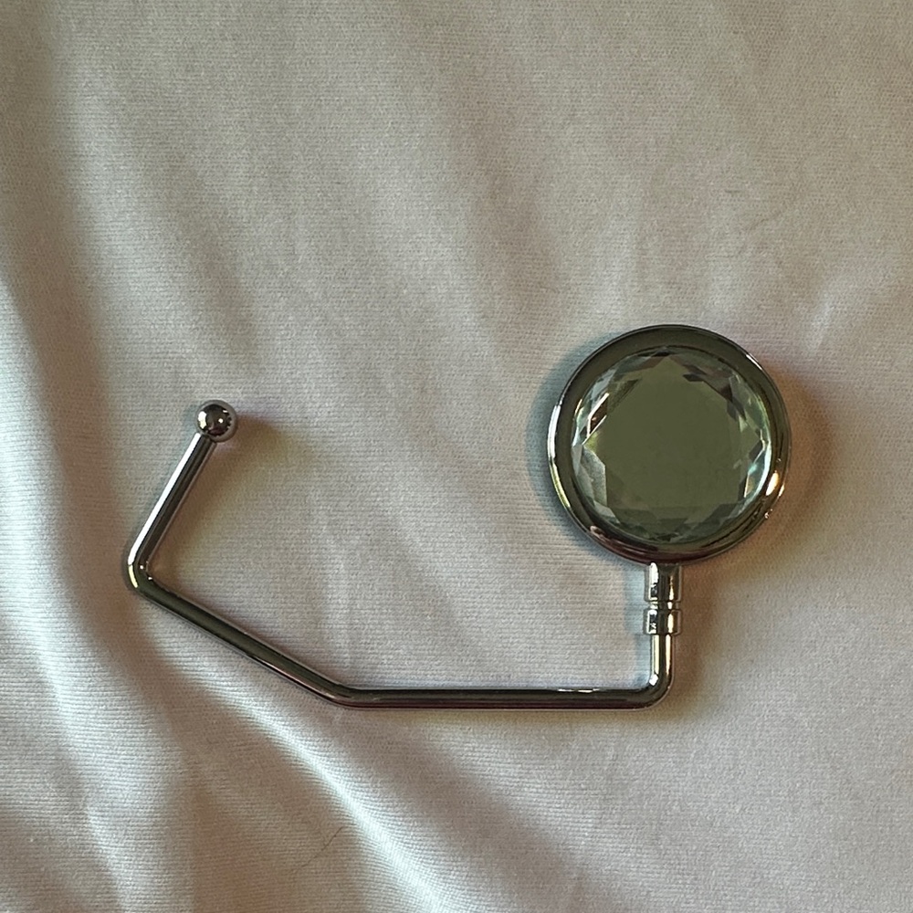 Silver Purse Hook with Clear Gem